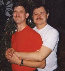 The love of his life: Doyle and his soul mate, Jeff Pierce, during Christmas 1995.