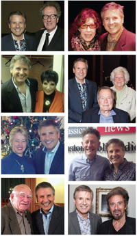 Just to name a few: Ernie Manouse with some VIPs (clockwise from top left) Geoffrey Rush, Lily Tomlin, George and Barbara Bush, Lyle Lovett, Al Pacino, Ed Asner, Annise Parker, and Liza Minnelli.