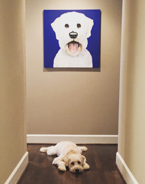 A Dog’s (Still) Life: Kermit Eisenhut’s pooch paintings can be seen throughout the city.