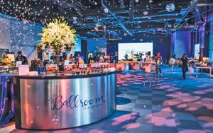 The Ballroom at Bayou Place is downtown’s largest private-events venue, with floor-to-ceiling windows and sweeping balconies.