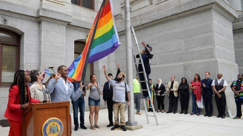 The city of Philadelphia unveiled this new Pride flag during the first week of June, 2017. The new flag adds black and brown stripes to represent LGBTQ people of color. (CNN)