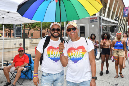 A scene from Houston's 2019 LGBTQ Pride celebration, which was themed "Summer of '69."
